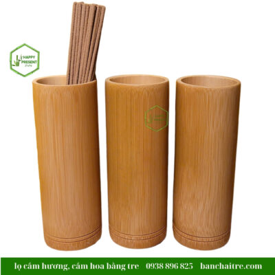 lọ cắm hương, cắm hoa bằng tre